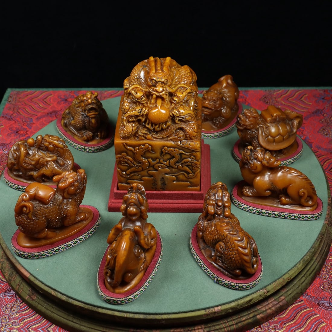 Shoushan stone Tianhuang stone carving set of nine sons of the dragon (1 of 9)