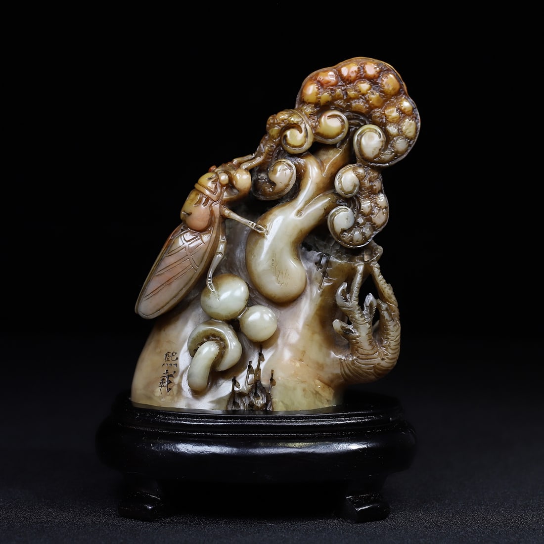 Shoushan stone carving, a stunning golden cicada seal ornament. (1 of 9)