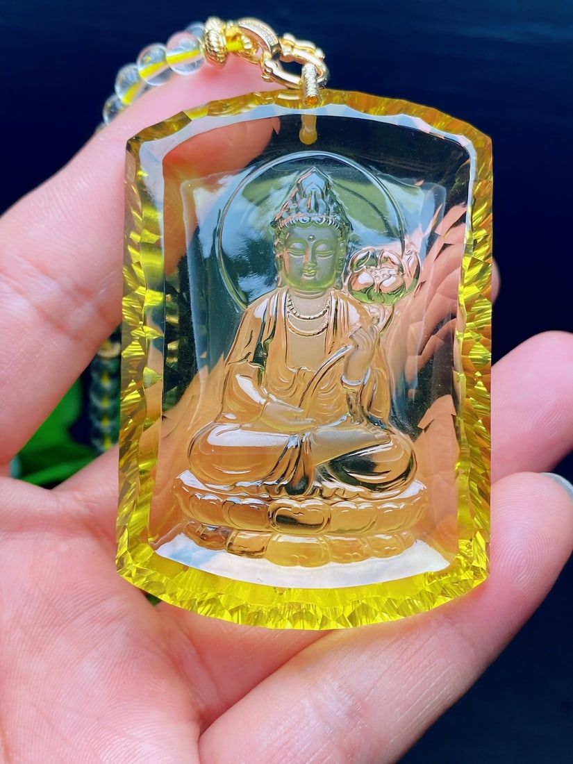 Brazilian natural citrine Millennium-faced Guanyin Bodhisattva pendant (1 of 6)
