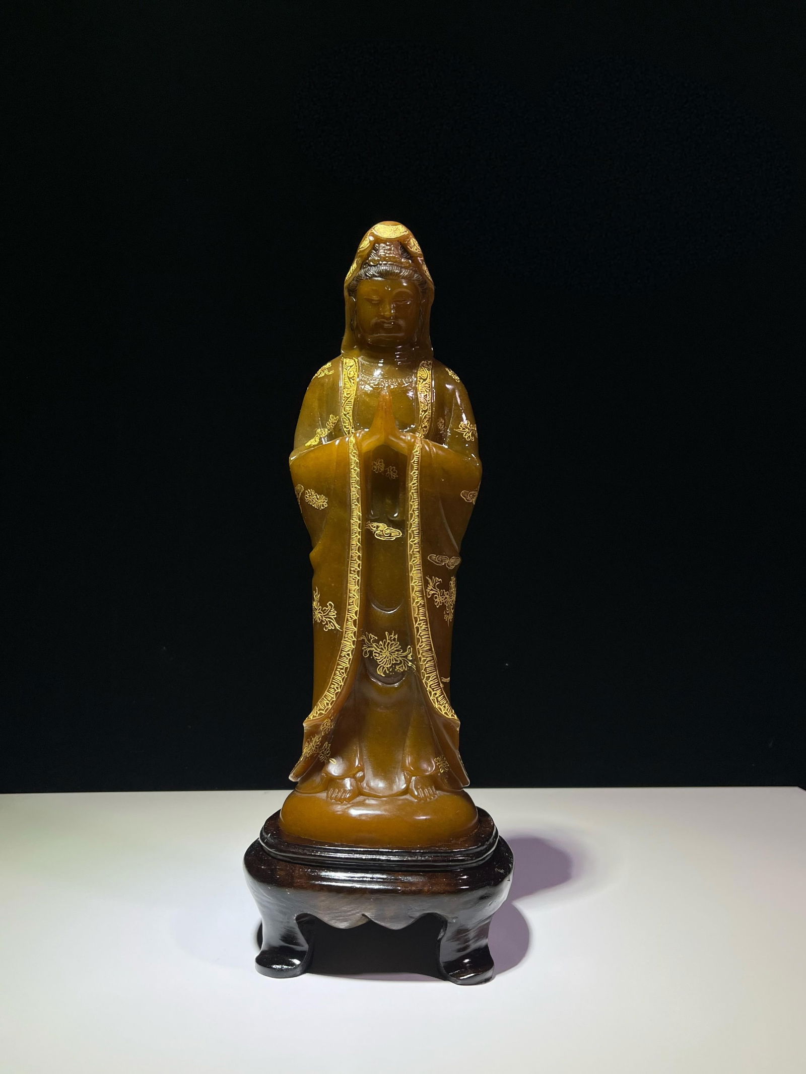 Tianhuang stone Guanyin statue with hands clasped (1 of 9)