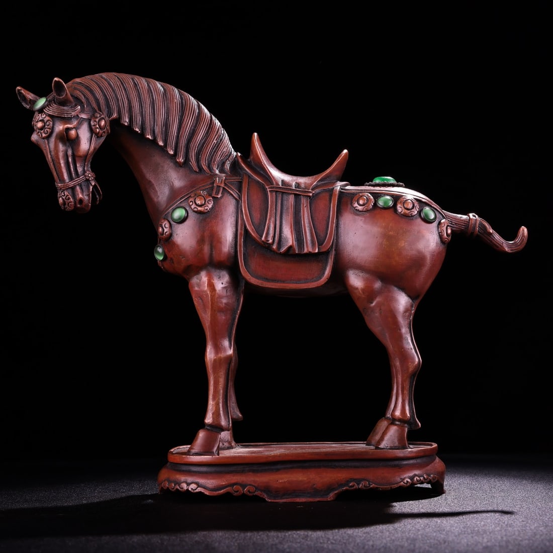 Pure copper, purple copper, all copper, handcrafted, gem-encrusted Tang horse (1 of 9)