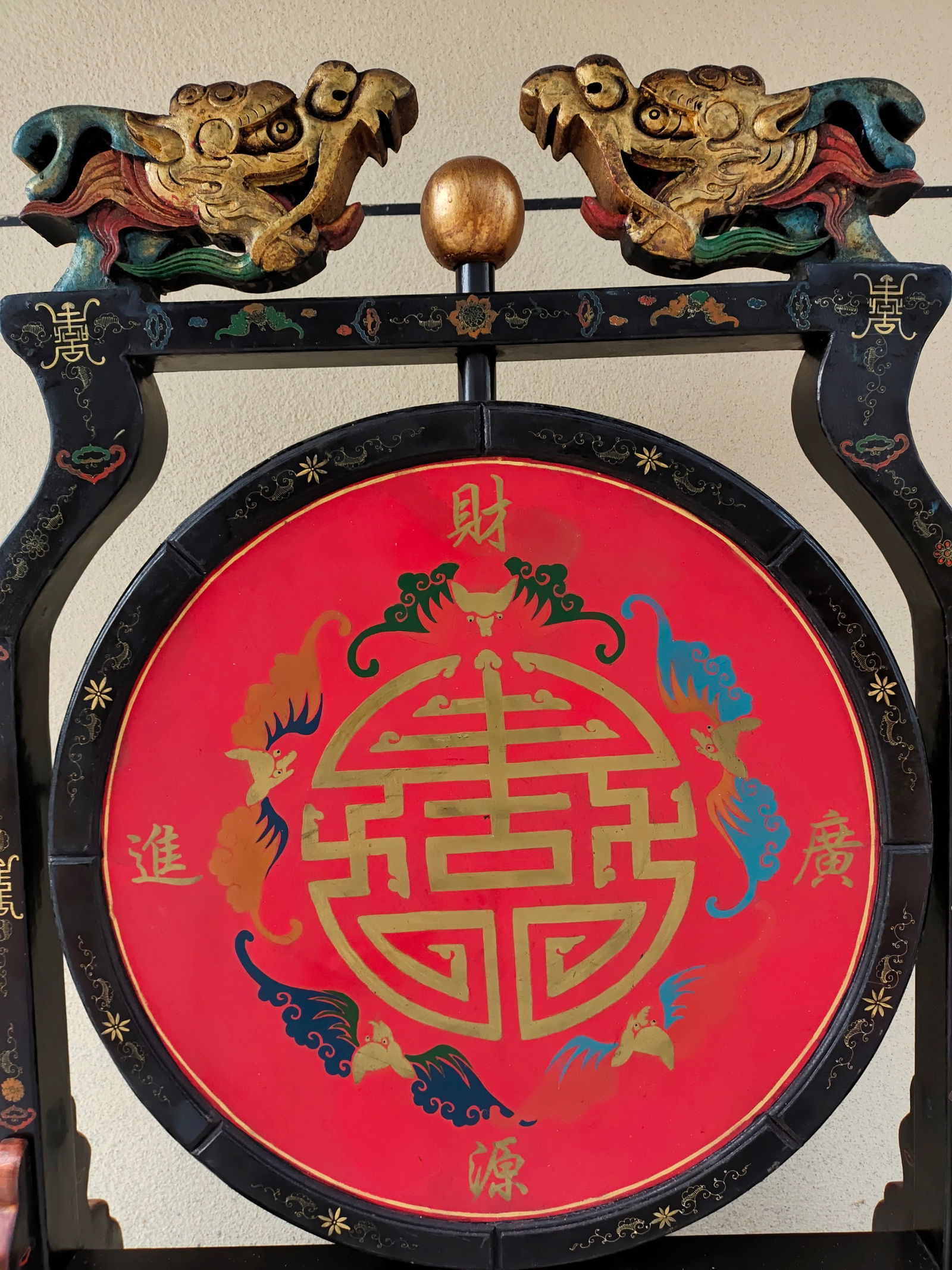 Treasured antique abacus screen with gongs and drums, large abacus ornament (1 of 18)