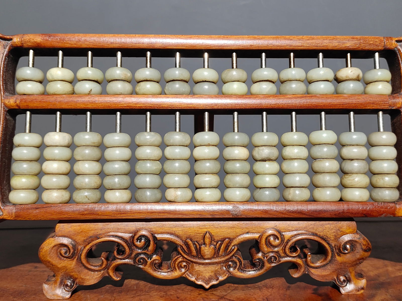 Antique rosewood abacus ornament with eight directions of wealth, inlaid with gemstones and antique (1 of 10)
