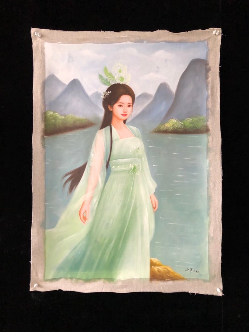 (Leng Jun): (Leng Jun) Portrait, pure hand-painted oil painting, size: approximately 104X74cm! Provenance:Mrs. Amily, Washington, DC. Our dedicated team expertly handles both domestic and global SHIPPING arrangem