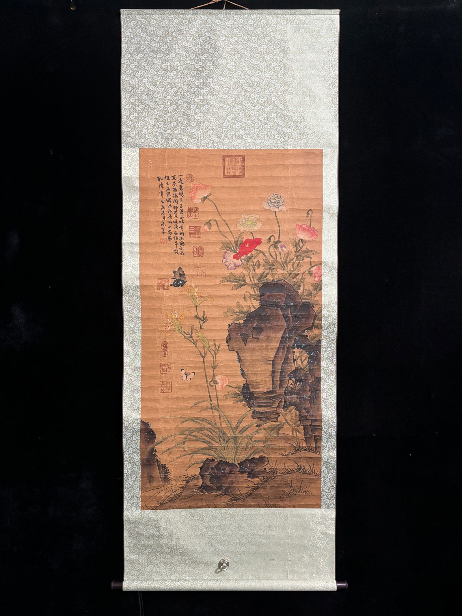 (Qianlong Flower Painting) Four-foot Hand-painted (1 of 9)