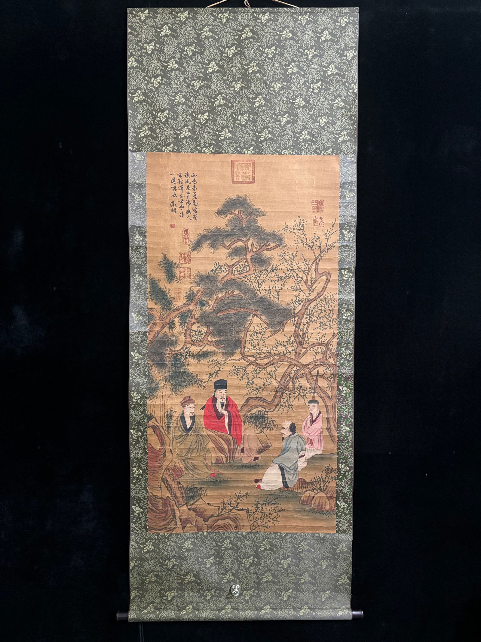 (Wen Zhengming's figure painting) Four-foot hand-painted (1 of 9)