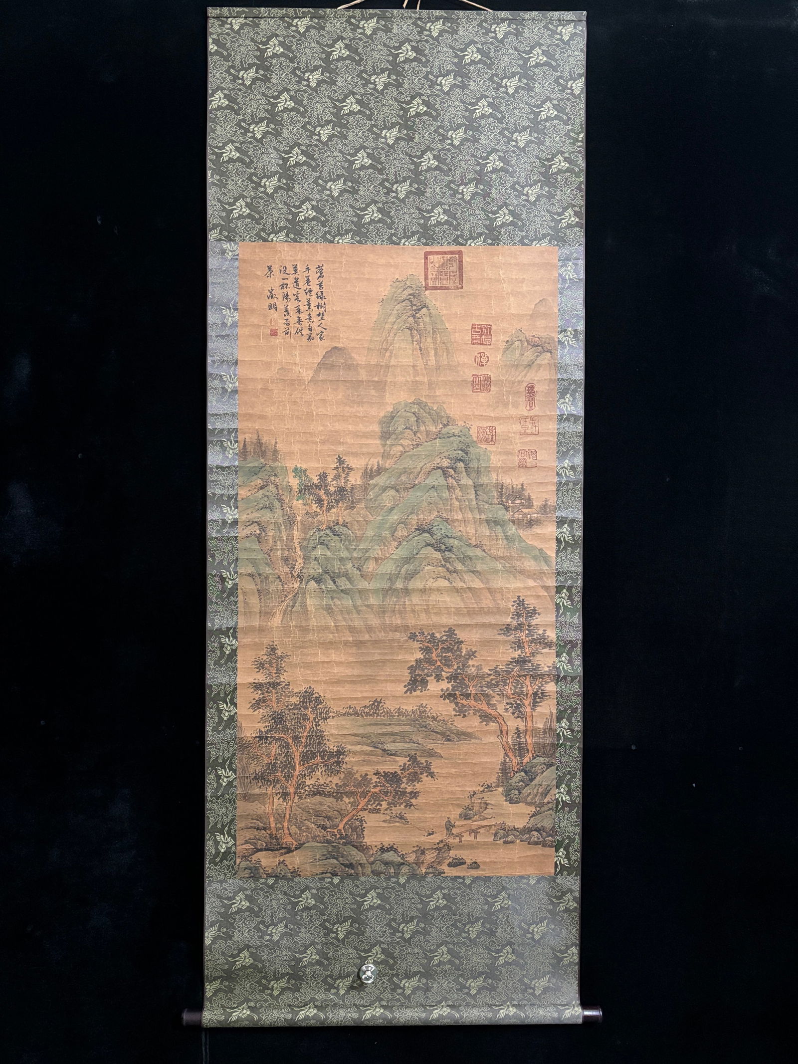 (Wen Zhengming's landscape painting) Four-foot hand-painted (1 of 9)