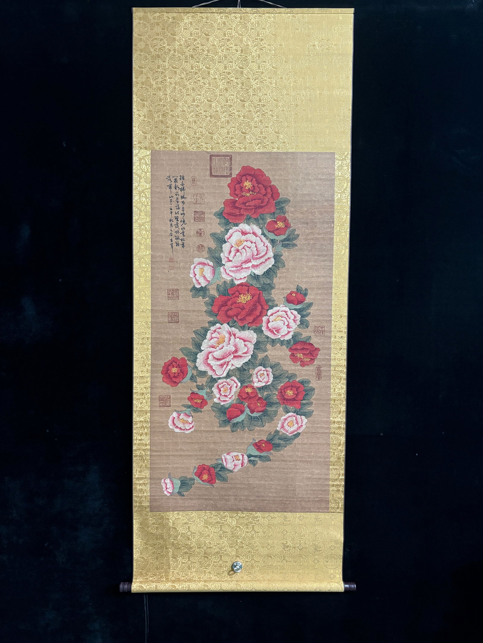 (Dong Qichang's Flower Painting) Four-foot Hand-painted (1 of 9)