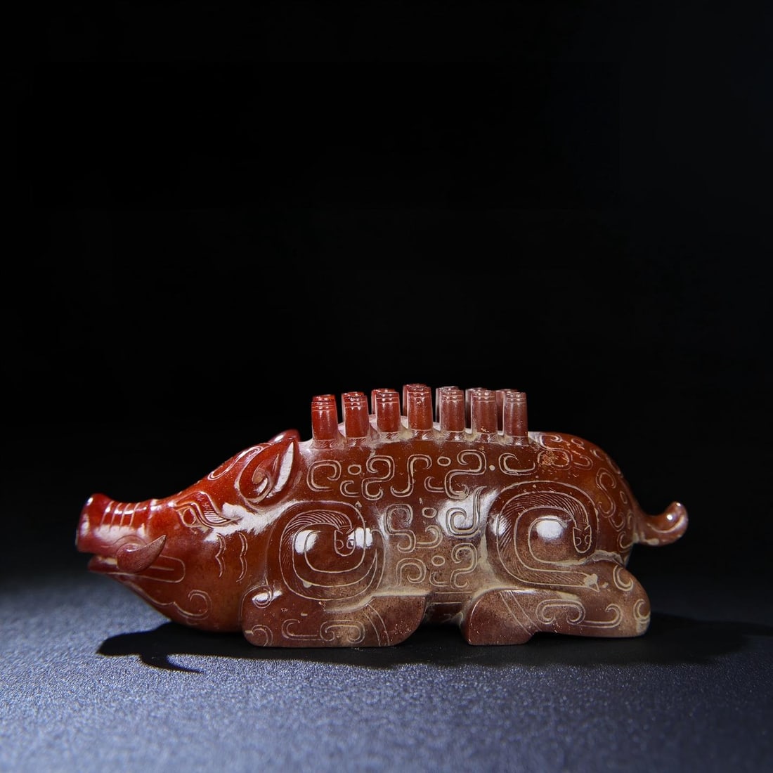 Exquisite antique collection, a small Hetian jade pig figurine with full patina from an unearthed (1 of 9)