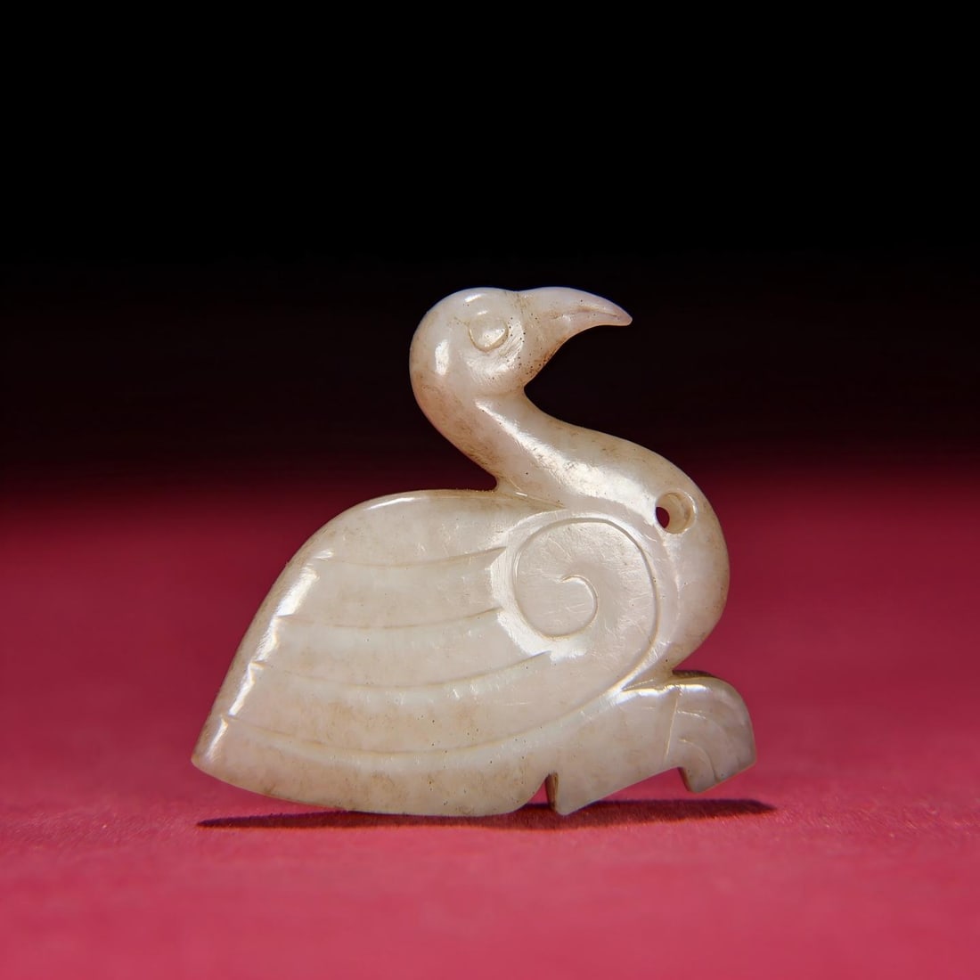Exquisite antique collection, Hetian white jade swan pendant with full inlay (1 of 9)