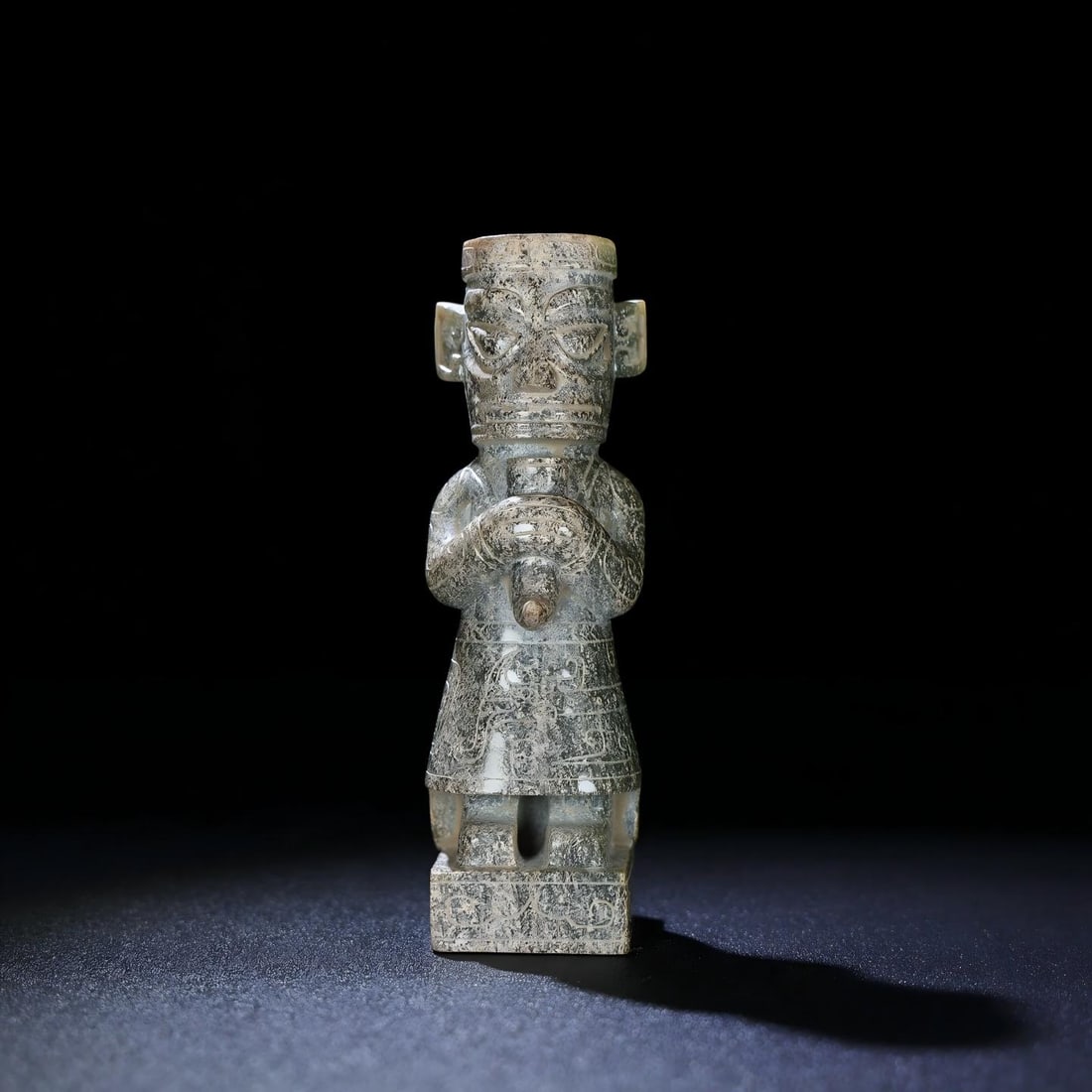 Exquisite antique collection, Hetian jade unearthed gray-skinned deity figurine. (1 of 9)
