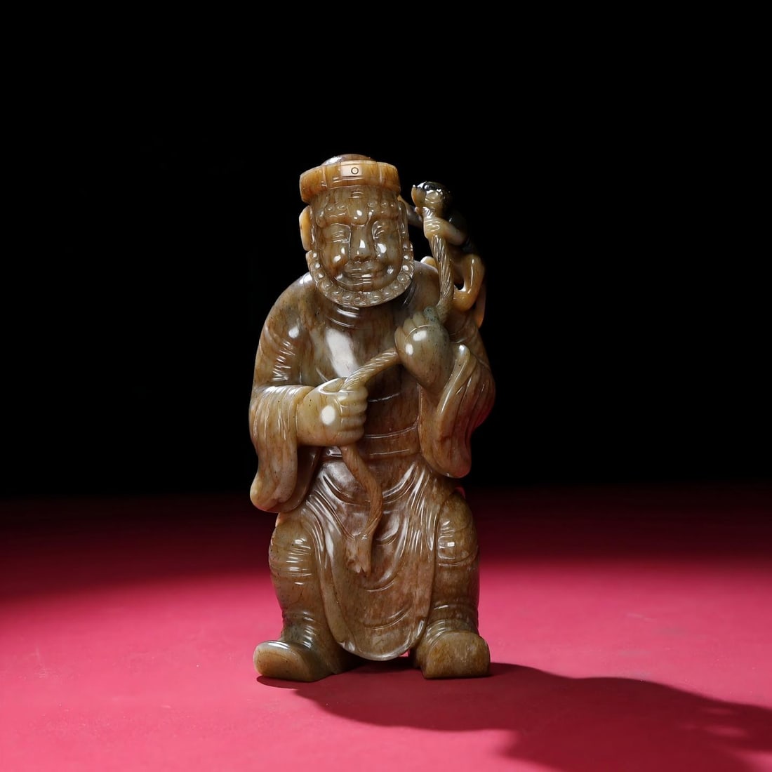 Exquisite antique piece, Hetian jade carving of a Central Asian man playing with a monkey. (1 of 9)