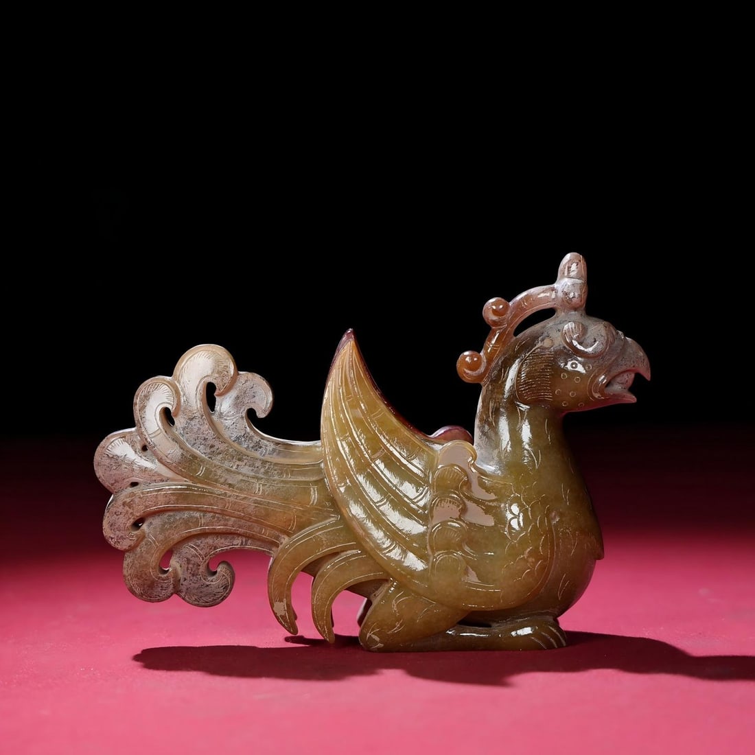 Exquisite antique collection, Hetian jade phoenix pendant with full patina from unearthed pit. (1 of 9)