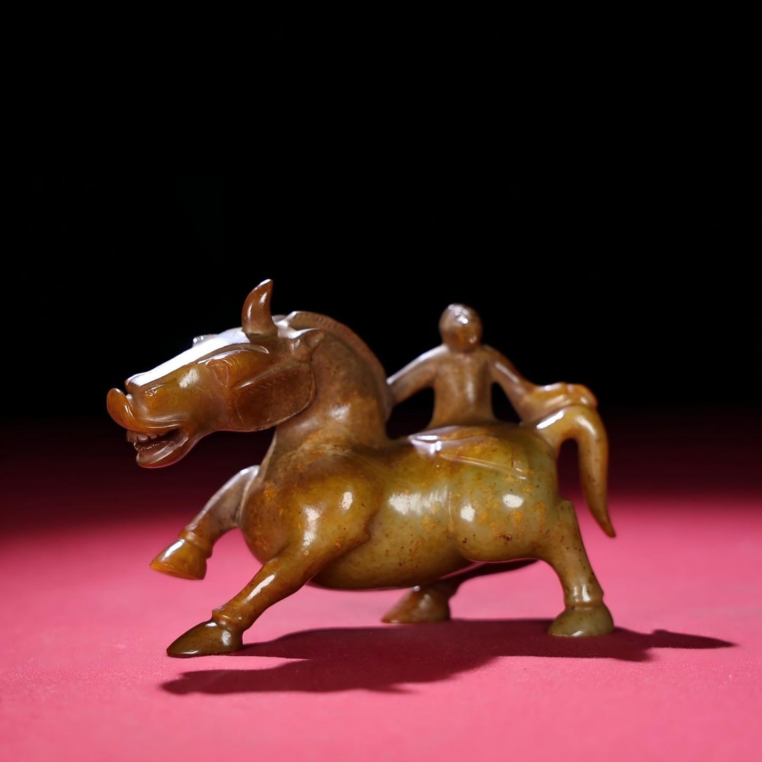 Exquisite antique piece, a small Hetian jade horse figurine with full patina from an unearthed pit. (1 of 9)