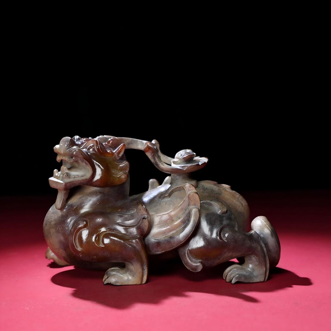 Exquisite antique collection, Hetian jade unearthed piece with full patina, depicting a winged (1 of 9)