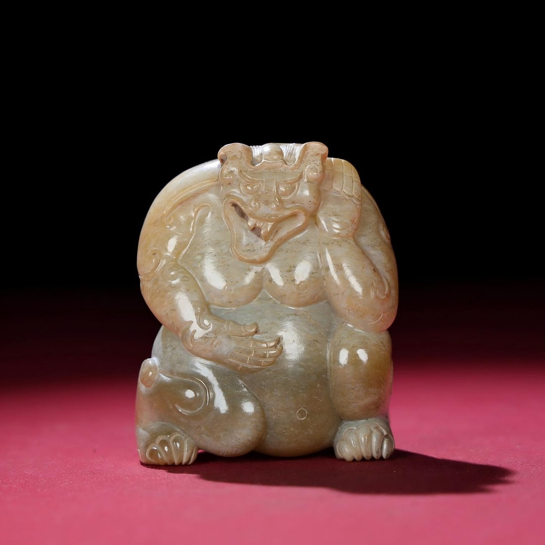 Exquisite antique collection, Hetian jade bear pendant with full patina from unearthed pit. (1 of 9)