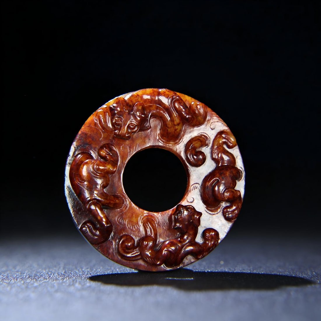 Exquisite antique, Hetian jade with full red patina and dragon-shaped patterns. (1 of 9)