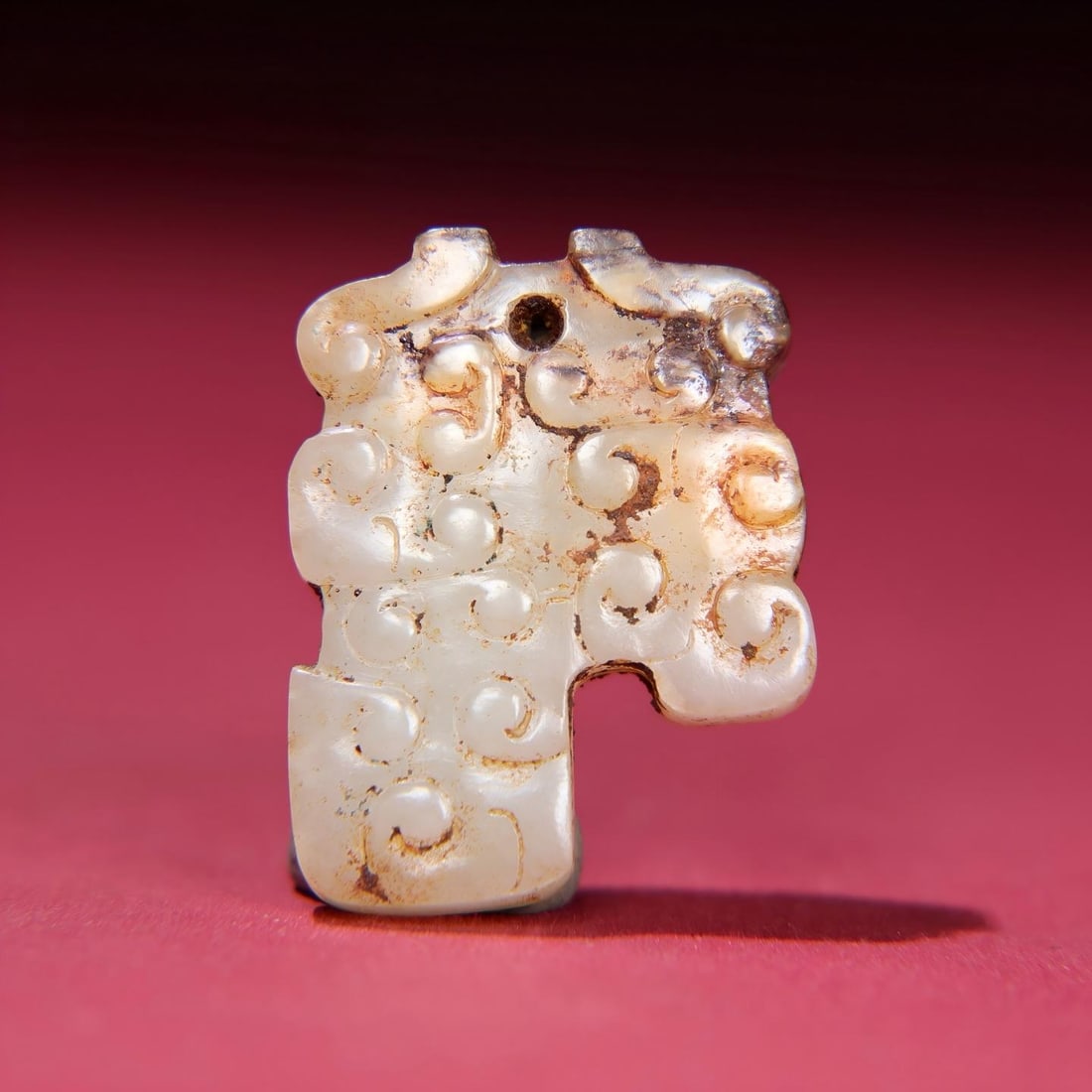 Exquisite antique collection, Hetian jade pendant with full dragon design: A fine, historically significant piece, this Hetian jade pendant features a fully intricate dragon design with a thick patina and deep, penetrating color. The craftsmanship is exquisite, with sharp an