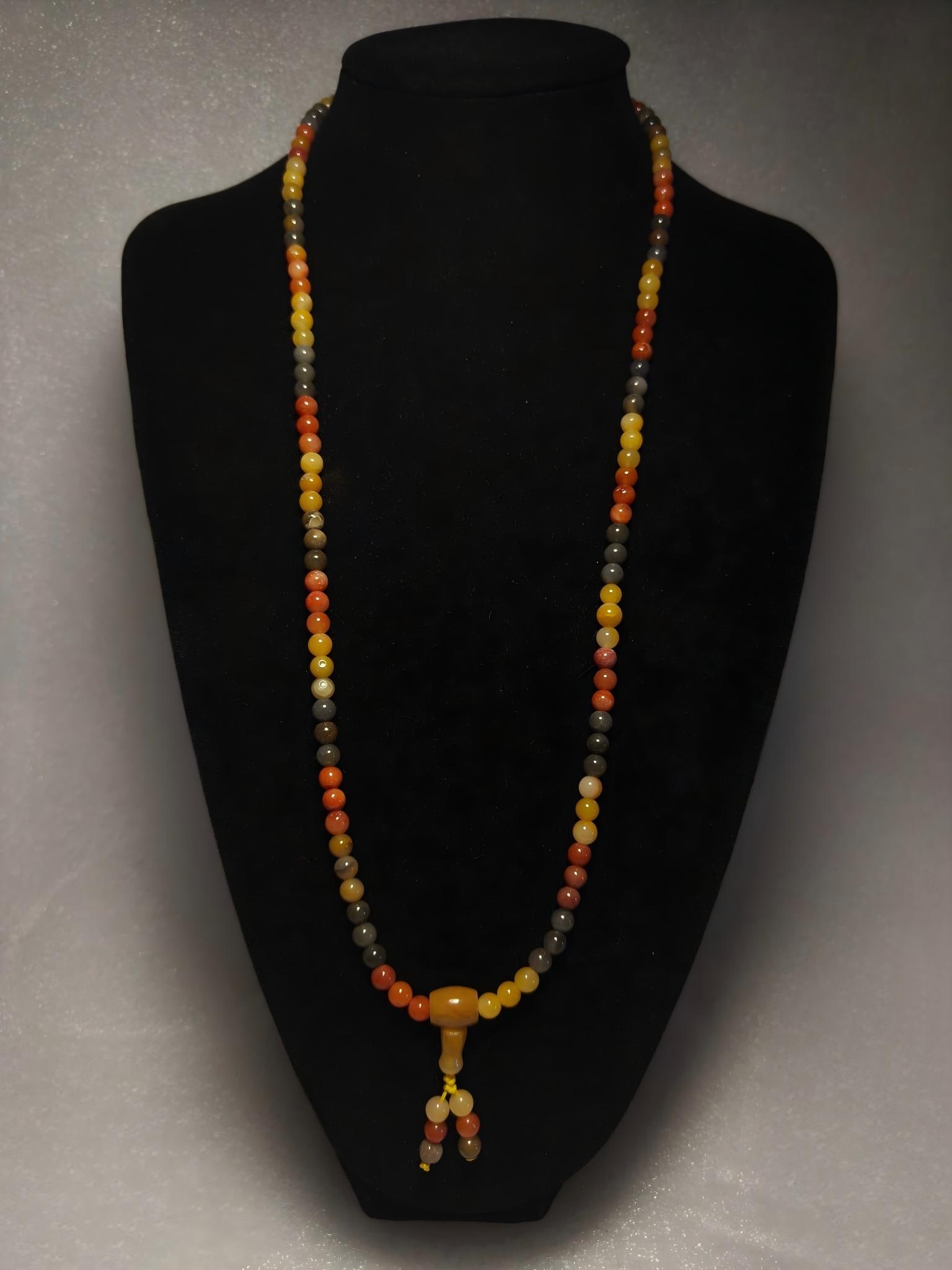 Qing Dynasty Colored Hetian Jade Necklace (1 of 6)