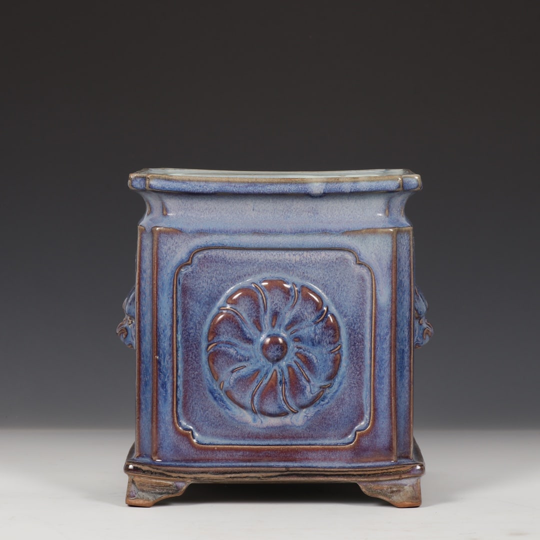 Formerly in the collection of a Song Dynasty Jun ware grape-purple glazed square piece with (1 of 9)