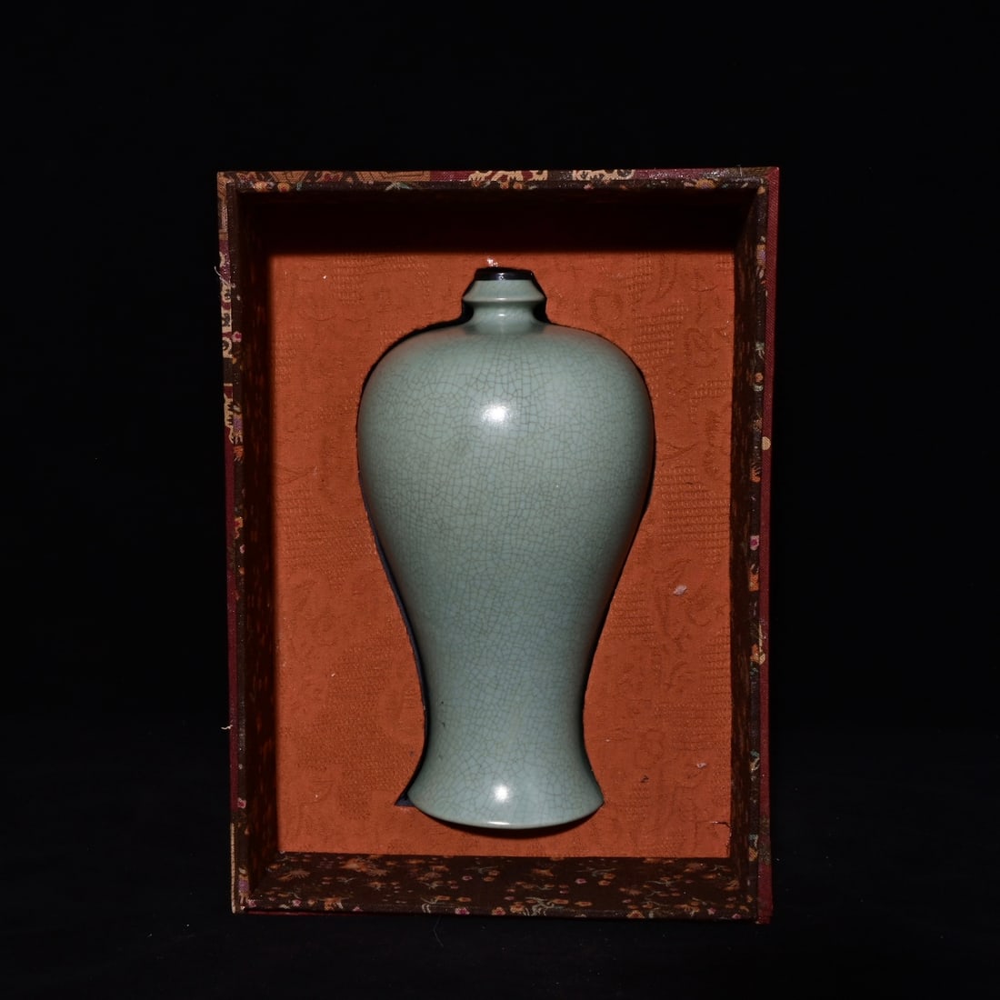 Formerly in the collection of a Song Dynasty Ru ware plum vase with an inscription by Emperor: A Song Dynasty Ru ware plum vase with an inscription by Emperor Qianlong, 26 x 15 cm, from a collection of 850 pieces. Provenance:Private collection, Vancouver, Canada. Our dedicated team expertly han