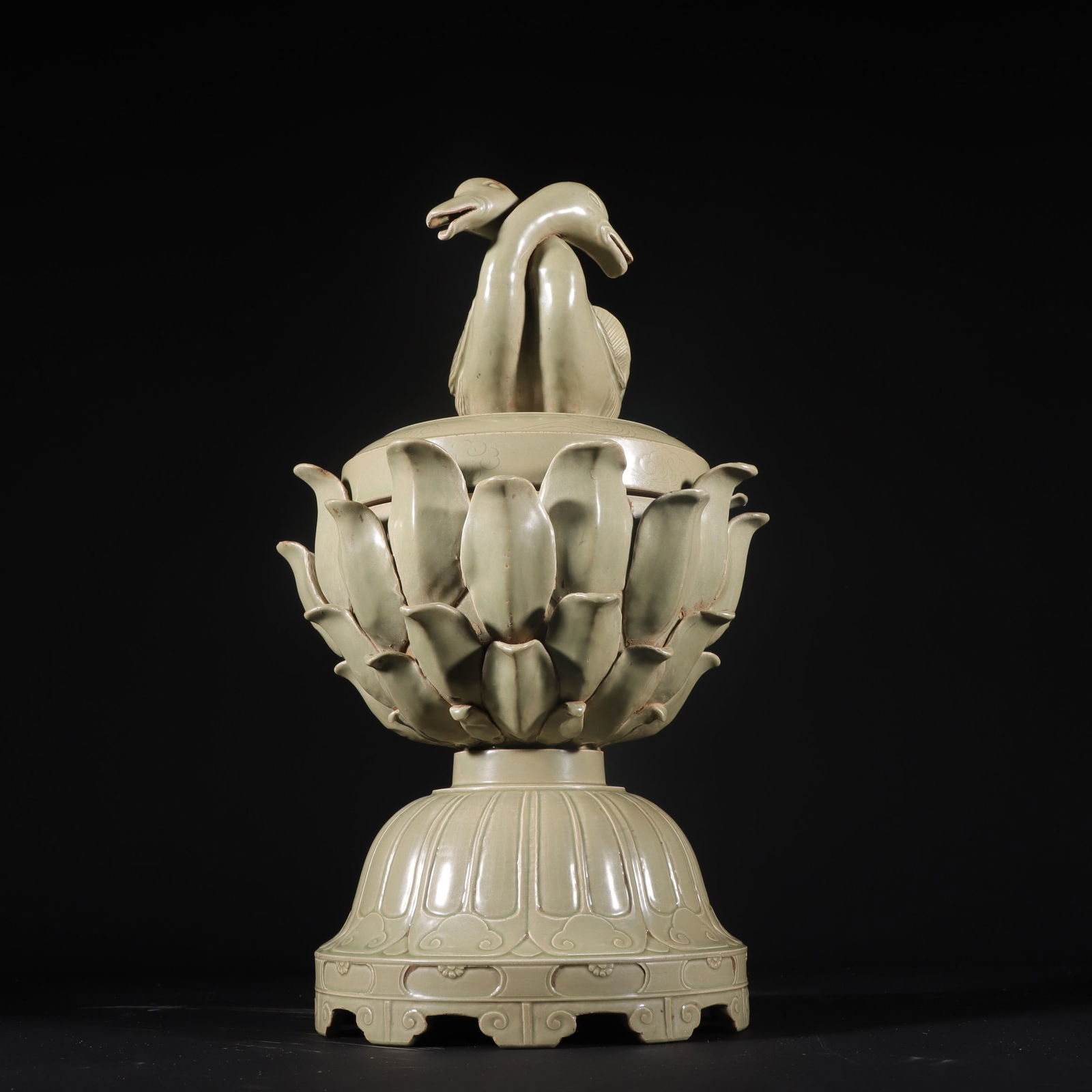 Formerly in the collection of a Tang and Five Dynasties Yue ware celadon incense burner with (1 of 9)