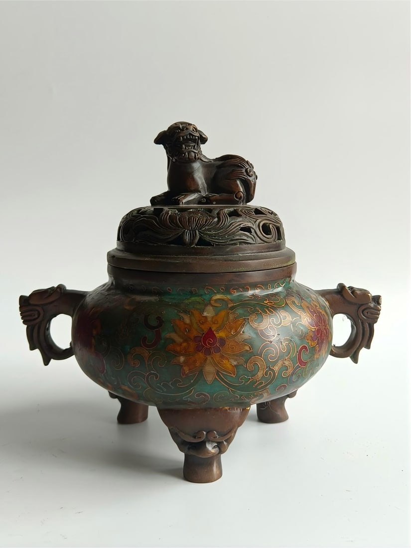 Cloisonne Beast-shaped Knob and Dragon-shaped Ear Incense Burner (1 of 8)