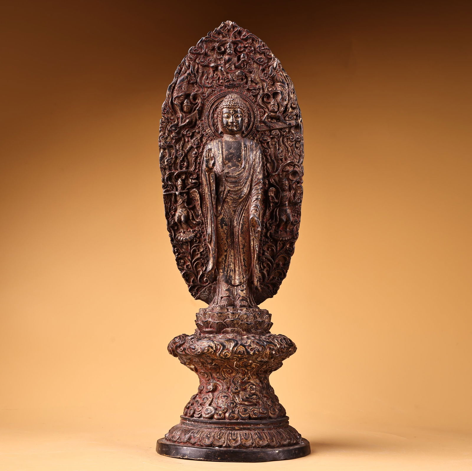 A rare, antique, pure copper, gilded Shakyamuni Buddha statue acquired during a rural visit. (1 of 9)