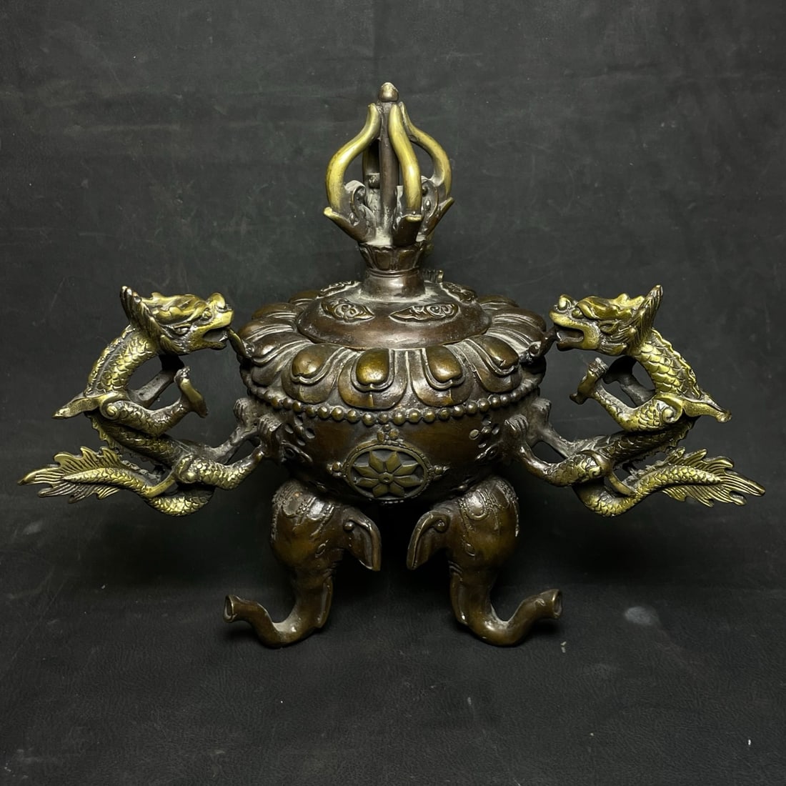 Three Dragons Bronze Incense Burner (1 of 9)