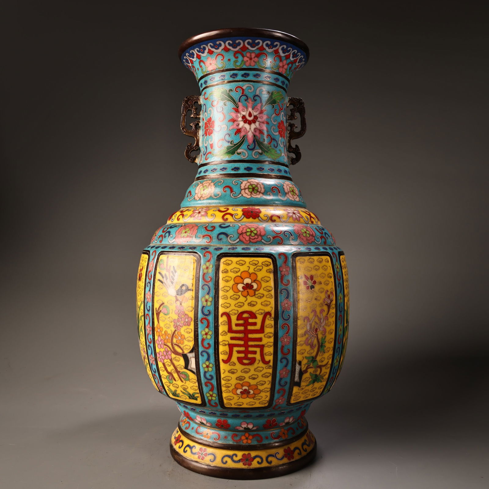 Rare and valuable antique collection: pure copper cloisonne enamel vase (1 of 9)