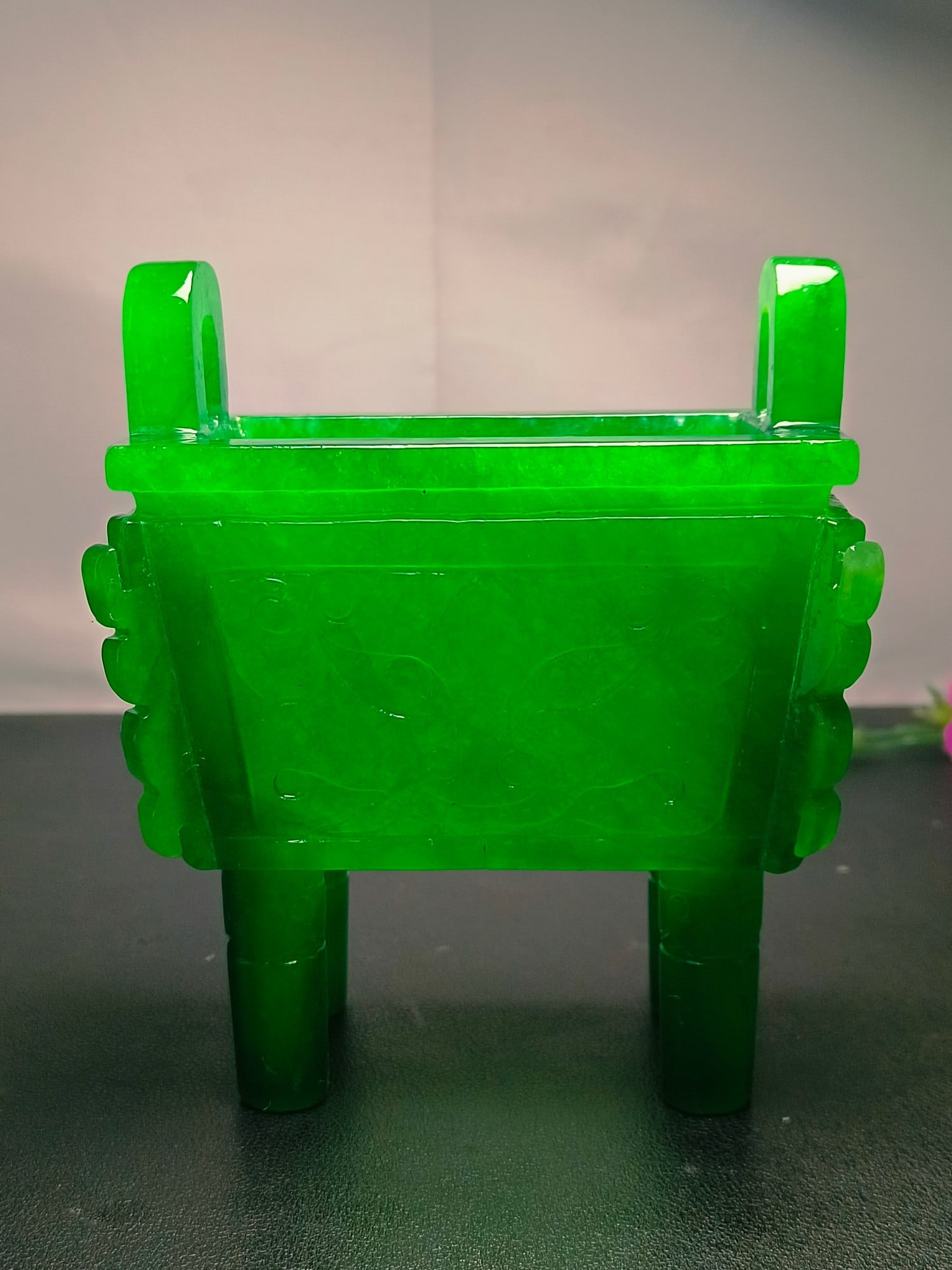 Dragon Stone Imperial Green Jadeite Incense Burner (1 of 8)