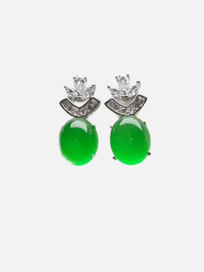 High-quality, icy green jadeite earrings (1 of 4)