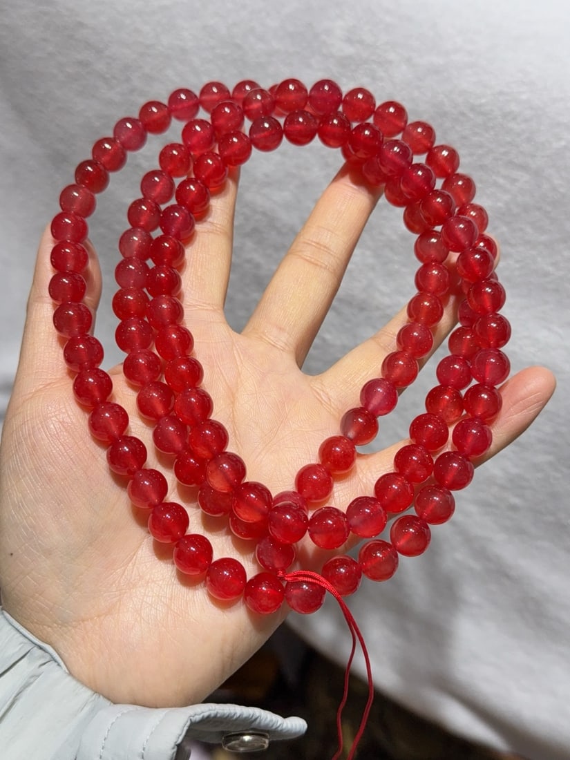 Jadeite Icy Red Jadeite "Bead Necklace" (1 of 9)