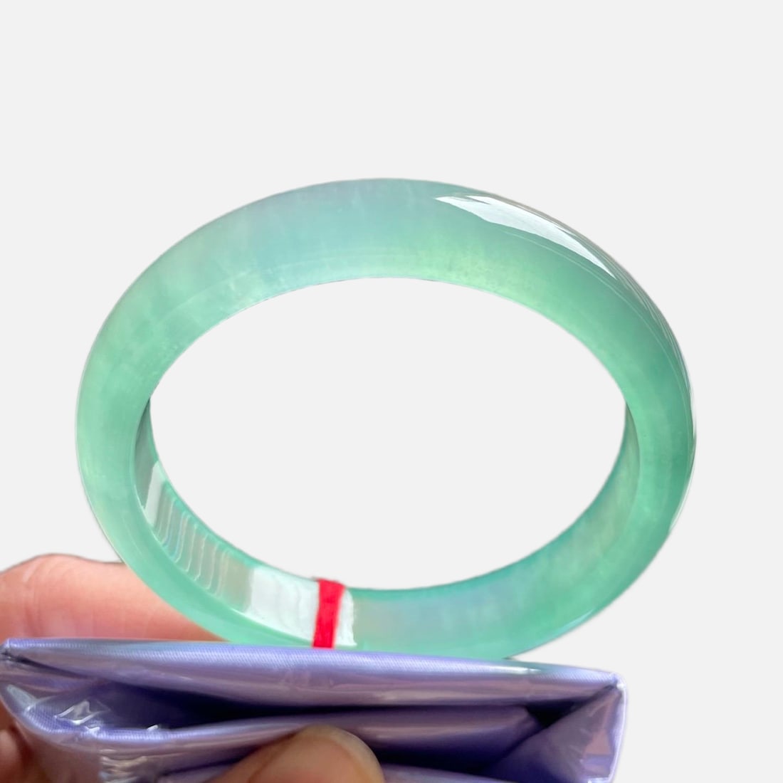 Burmese jadeite bangle, high-grade icy green, perfect color. (1 of 11)