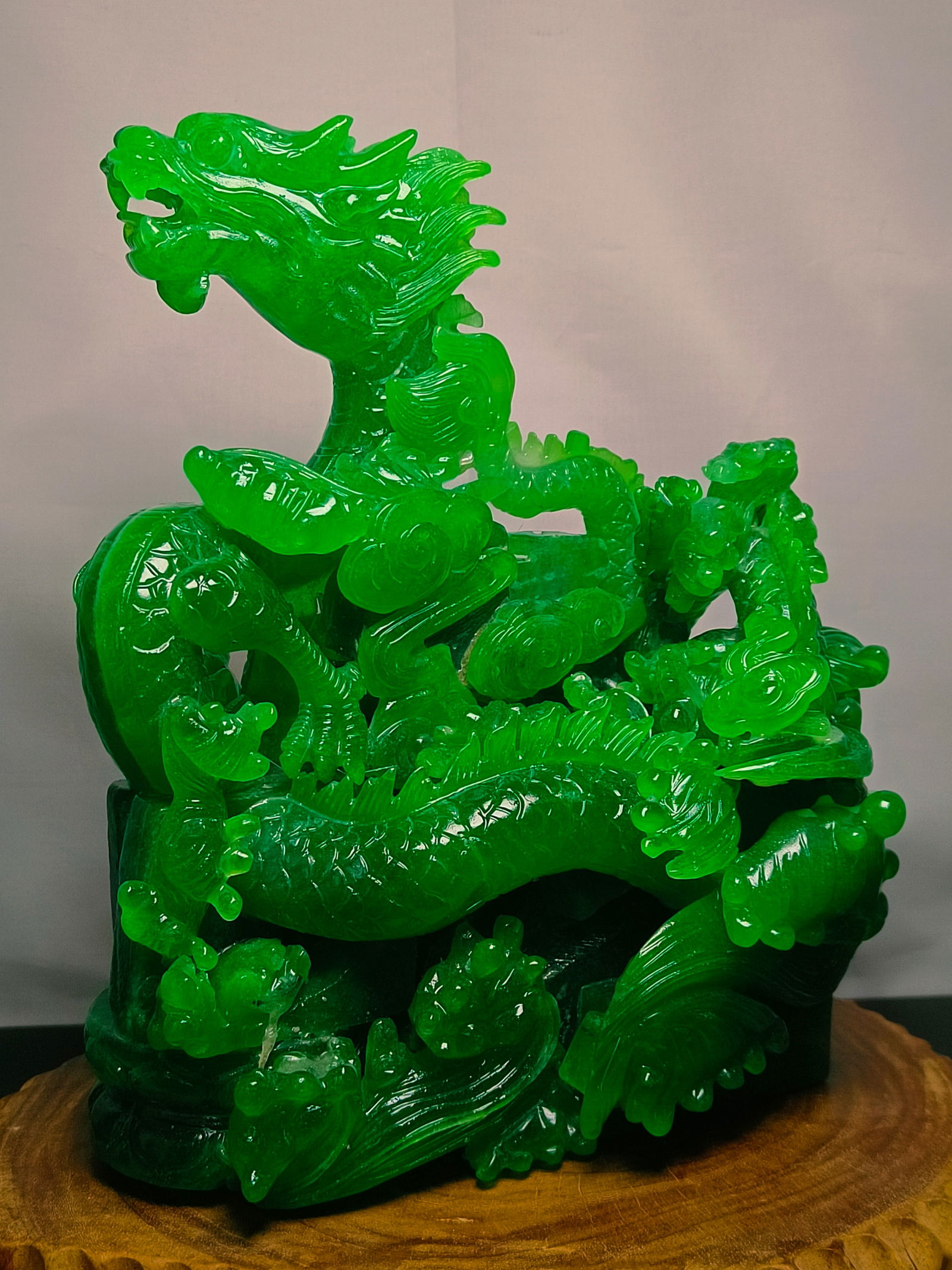 Dragon Stone Imperial Green Jadeite Dragon Ornament (1 of 8)