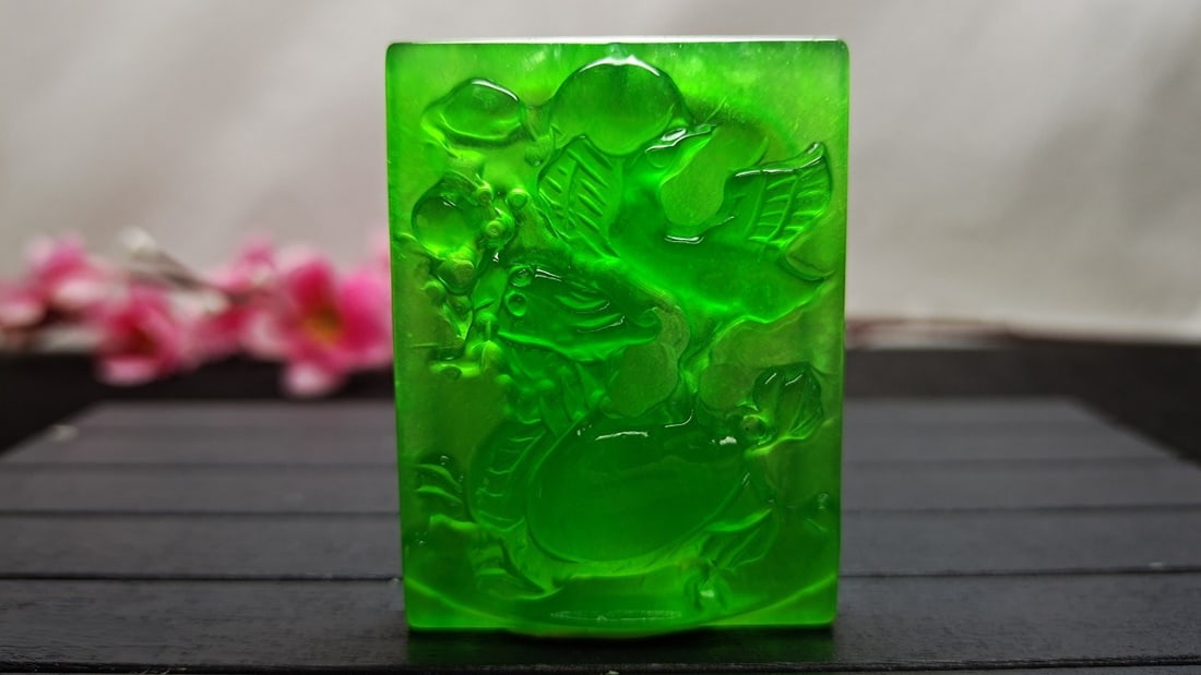 Glass-type imperial green extra-thick jadeite pendant (1 of 7)