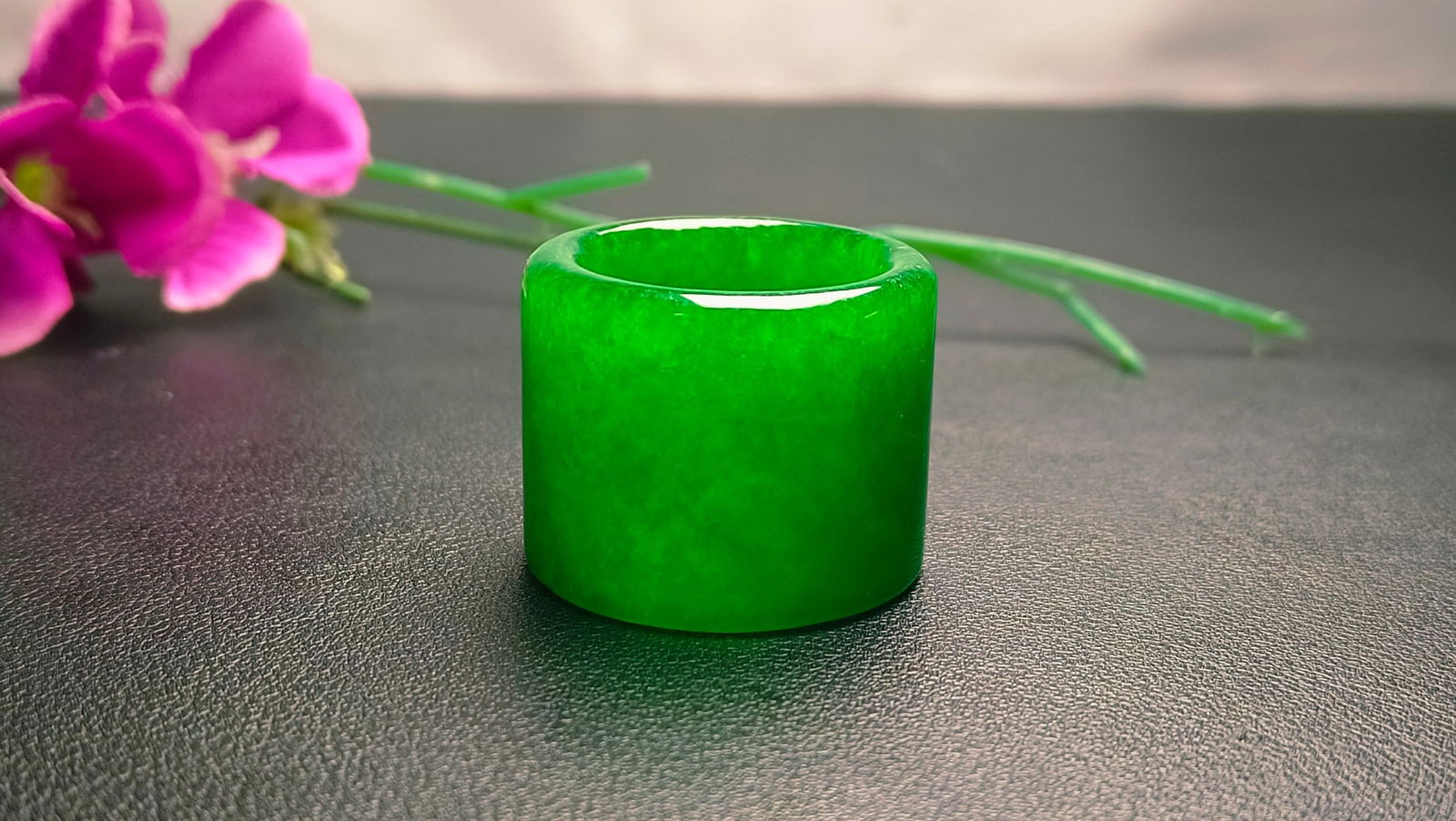 Dragon Stone Imperial Green Jadeite Thumb Ring (1 of 8)