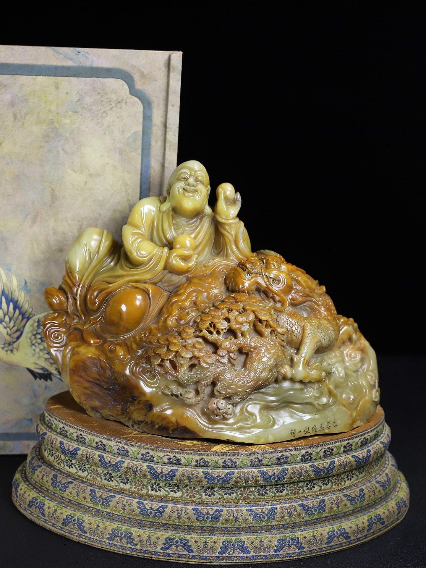 Rare hand-carved Shoushan stone Luohan figurine from an old collection (1 of 14)