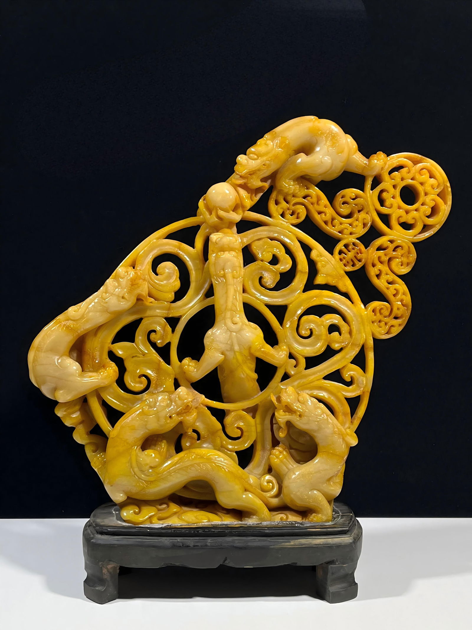 A finely collected Tianhuang stone sculpture of five dragons attracting wealth. (1 of 8)