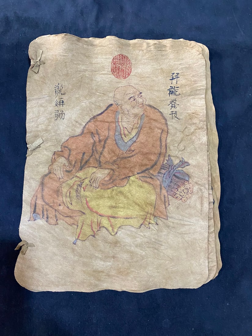 Fine sheepskin paintings: Exquisite sheepskin paintings, purely hand-painted, actual product photos - 1 book (10 sheets) Material: sheepskin Dimensions: Approximately 42cm x 32cm (length x width) Provenance:Private