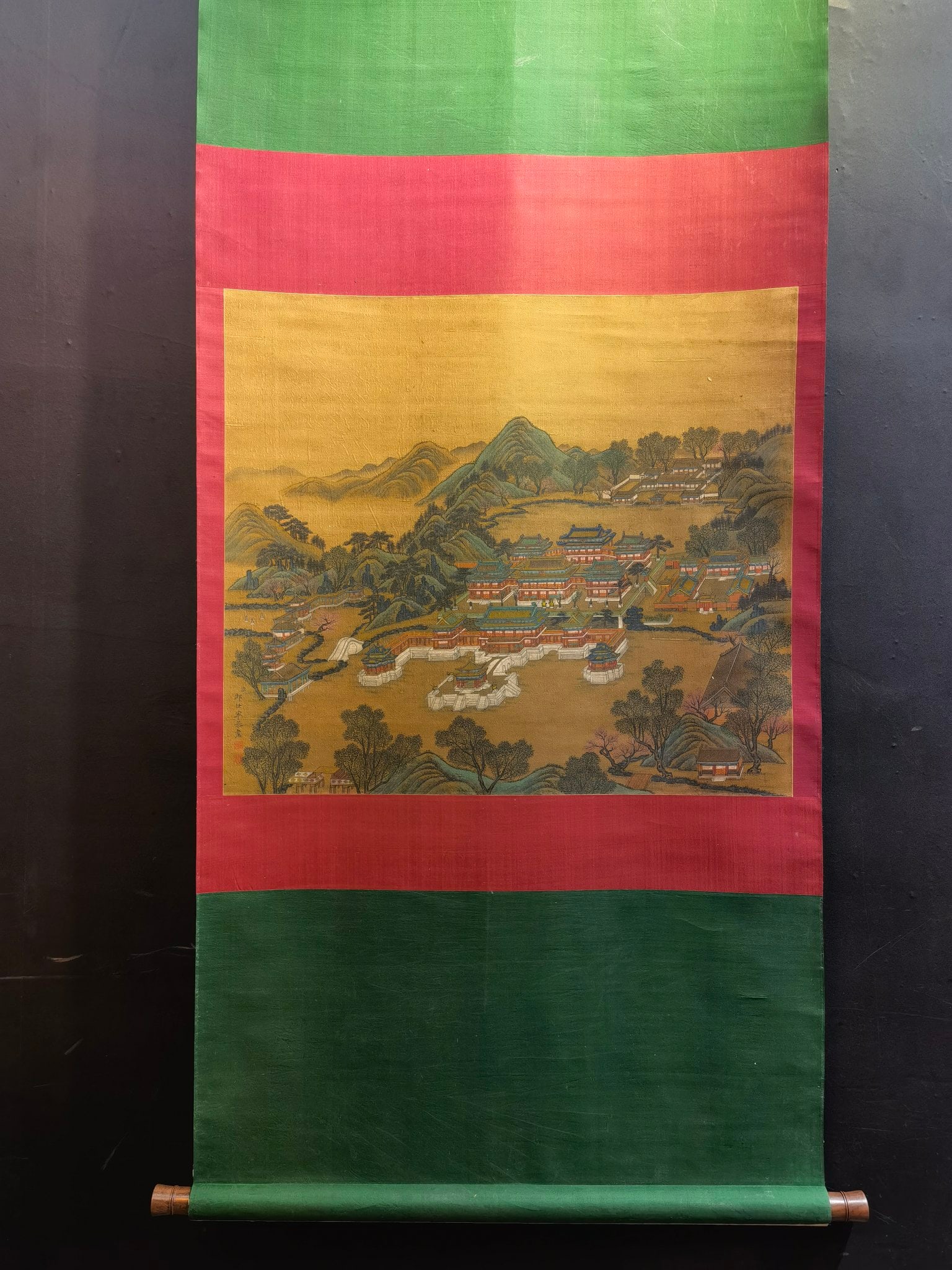 Giuseppe Castiglione, Fine Silk Painting: Landscape of the Yuanmingyuan Garden: Qing Dynasty, Giuseppe Castiglione, Fine silk painting: Landscape of the Yuanmingyuan Garden, 69.5 x 61.5 cm. Provenance:Private collection from a professor in University of Pennsylvania. Our dedicate