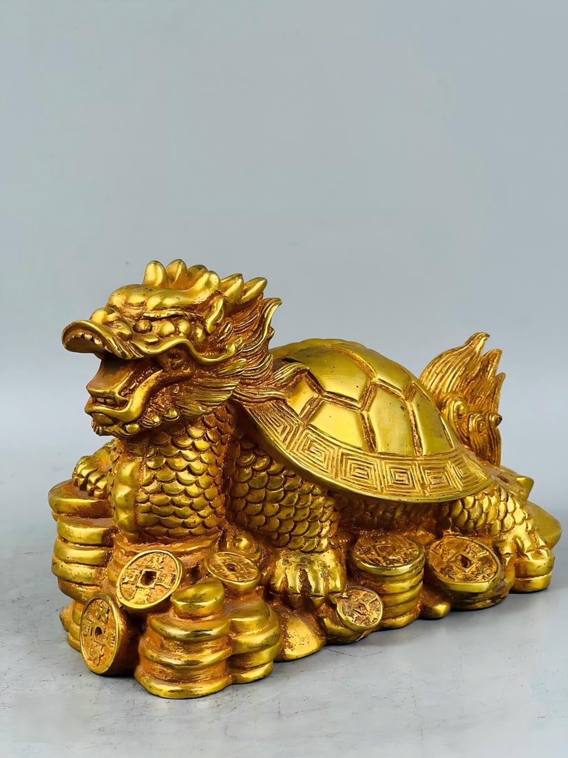 Gilded Bronze Dragon Turtle Mythical Beast (1 of 9)