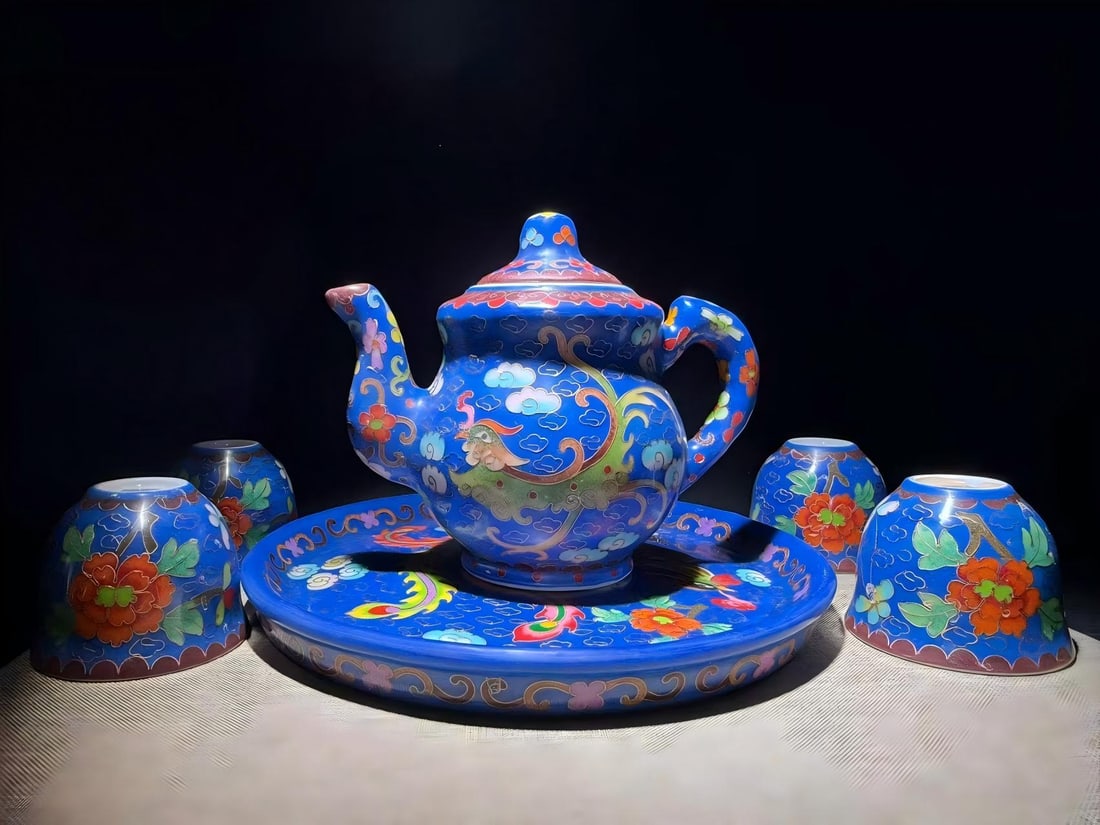 Ming Dynasty Chenghua period cloisonne enamel phoenix pattern teapot (1 of 8)