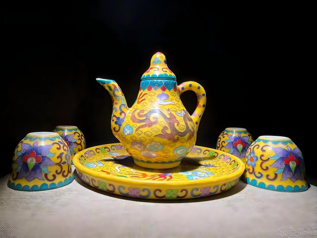 Ming Dynasty Chenghua Cloisonne Enamel Dragon Pattern Teapot (1 of 9)