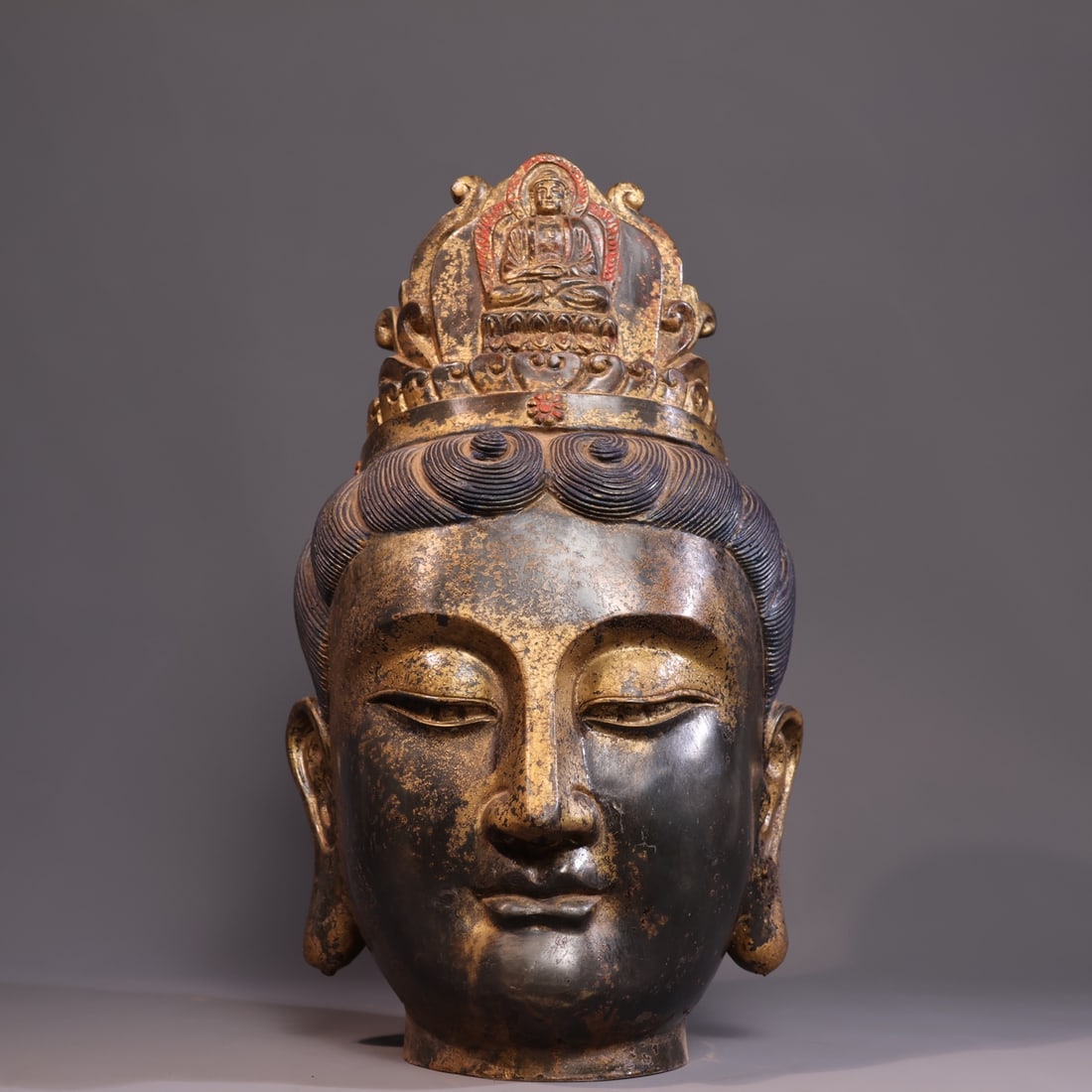 This exquisite pure copper gilded Buddha statue features a Guanyin head with a regular and robust (1 of 9)