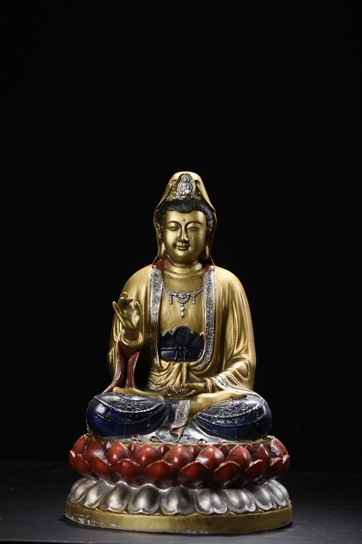 Copper Painted Guanyin Bodhisattva Statue (1 of 9)
