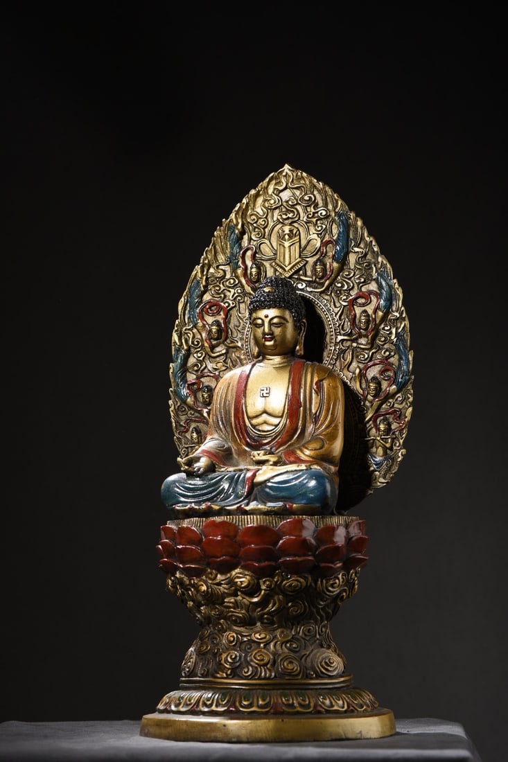 Copper-painted Shakyamuni Buddha statue (1 of 9)