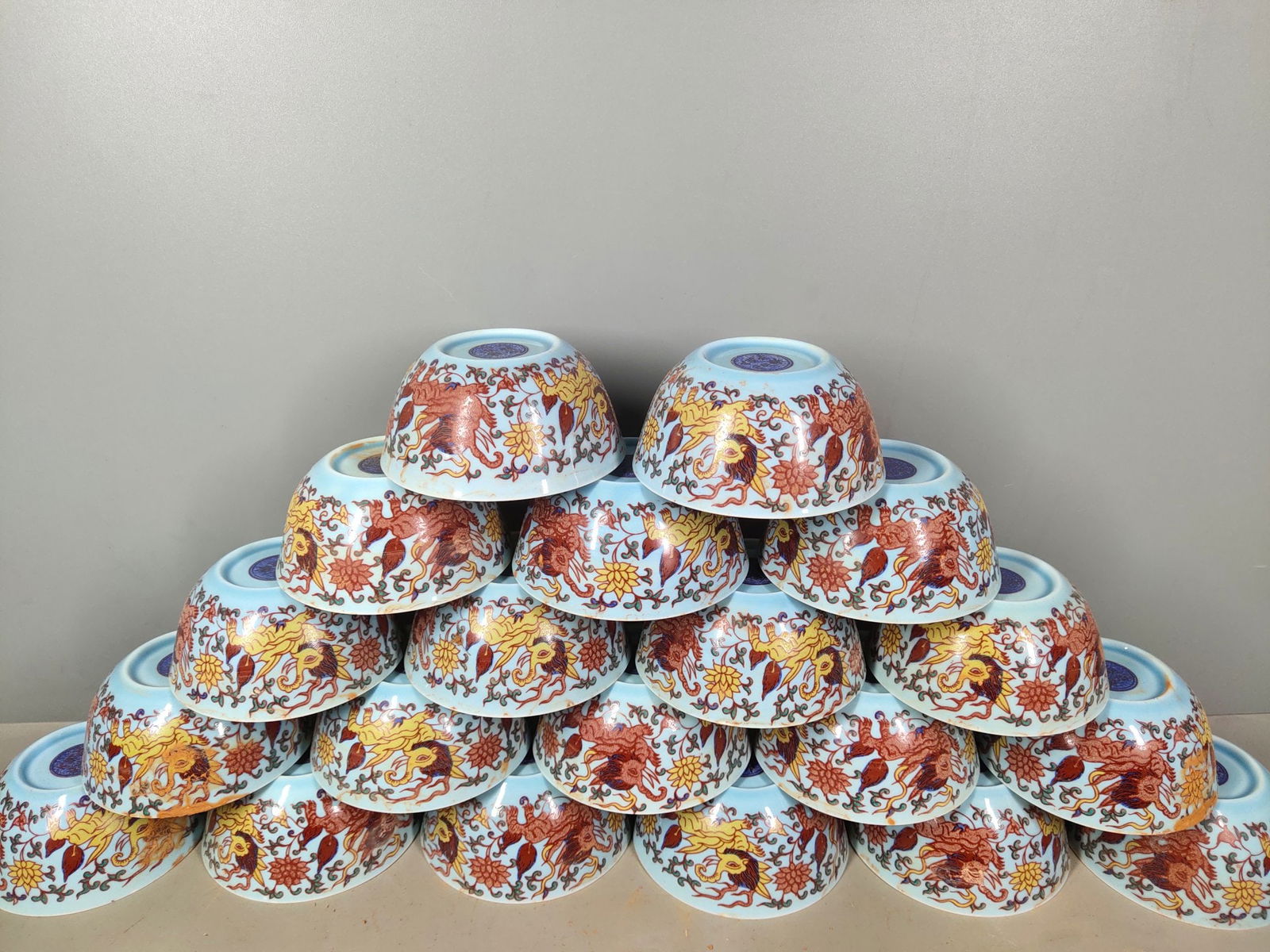 Treasured Ming Dynasty Chenghua Period Thin-walled Unicorn Pattern Tea Cup: Treasured Ming Dynasty Chenghua period thin-walled unicorn-patterned teacups, 20 pieces. Provenance:Mrs. Amily, Washington, DC. Our dedicated team expertly handles both domestic and global shipping