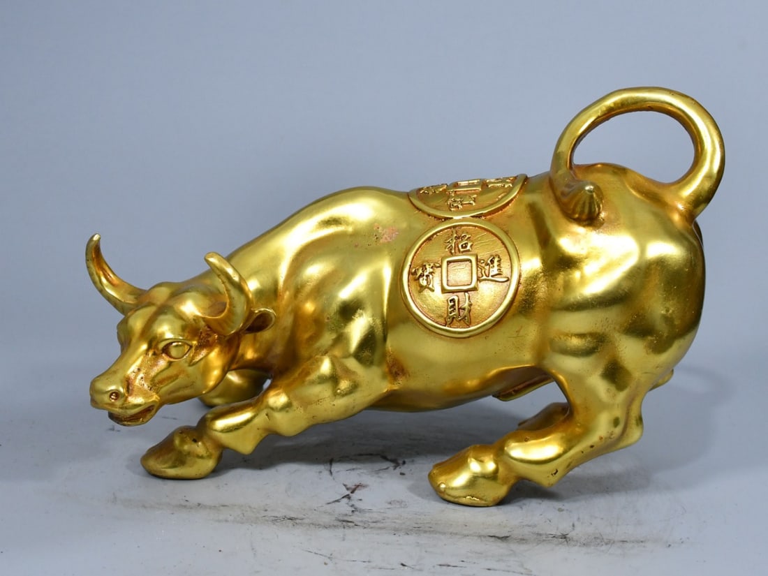 Brass gilt bronze ox figurine (1 of 9)