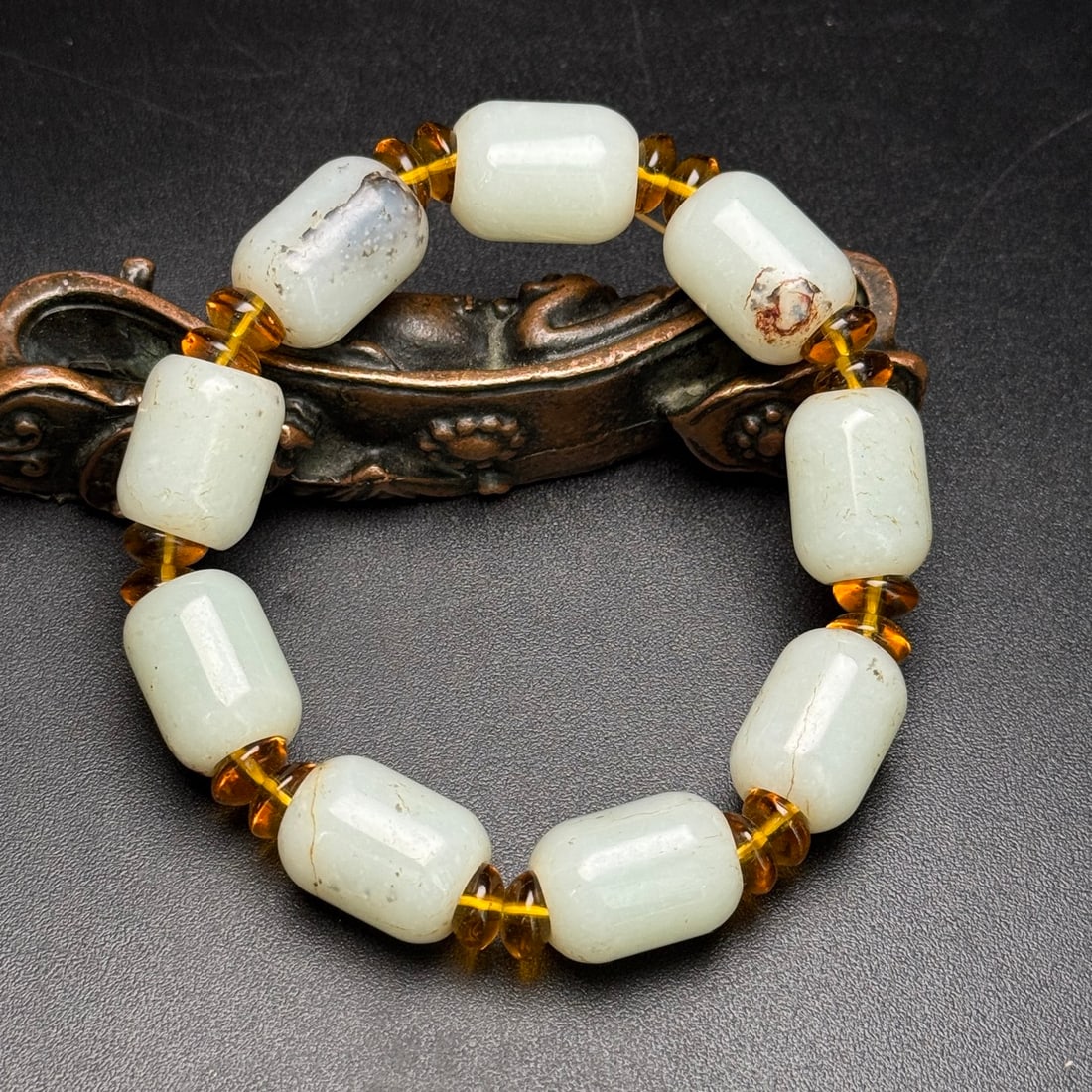 Exquisite Hetian jade tube bead bracelet (1 of 8)